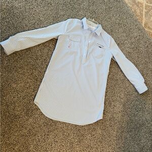 Vineyard Vines Women’s = White and Blue Striped Dress